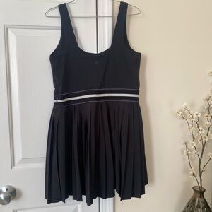 All in motion black  Pleated Dress with White Stripes